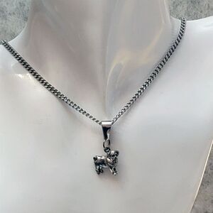 Esquivel & Fees .925 Sterling Silver Hand Cast Pug Charm w/ 24" Stainless Chain
